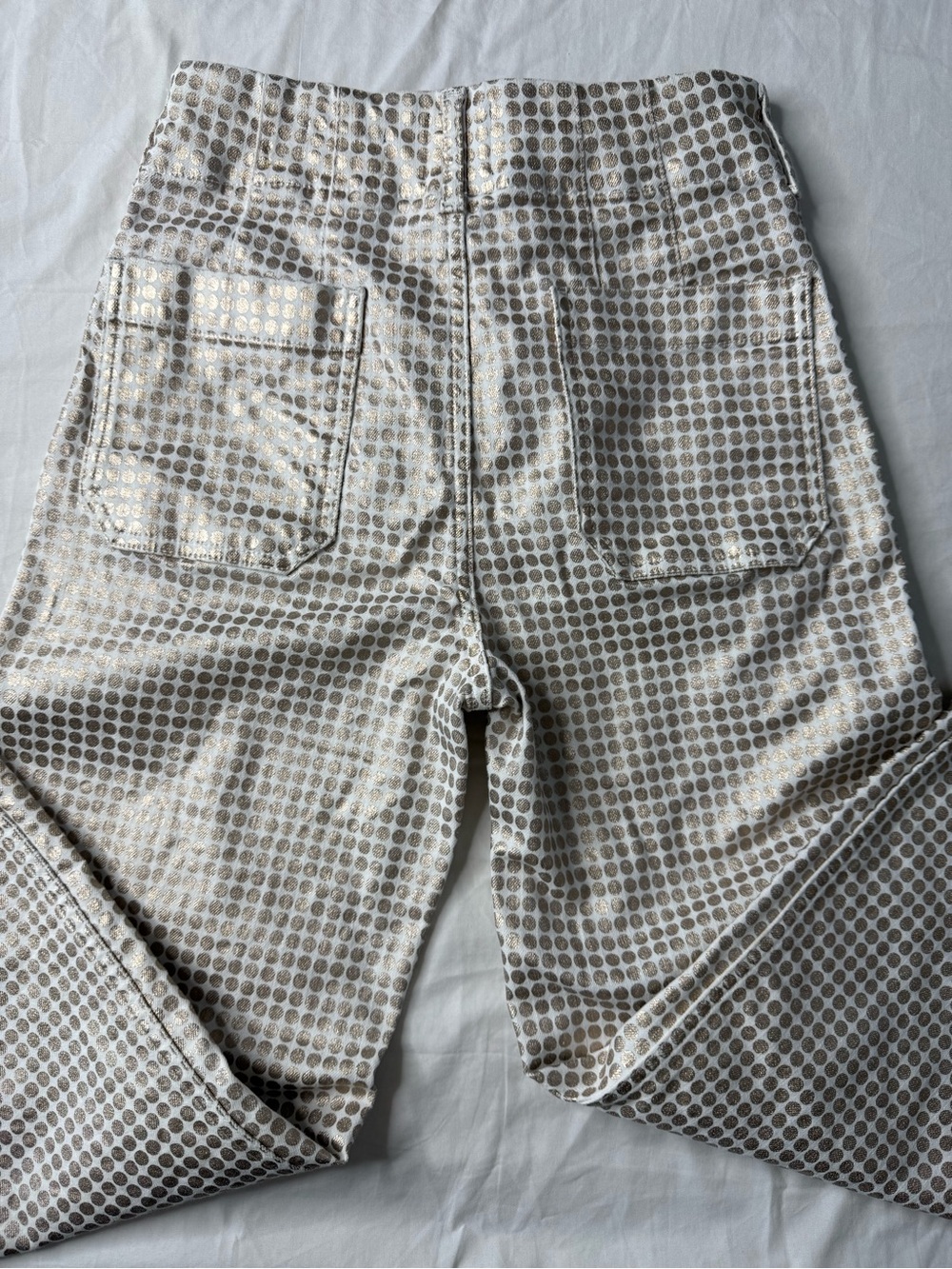 Anthropologie Maeve Colette Metallic Dot Cropped Wide Leg Pants 26T Gold - Picture 5 of 15